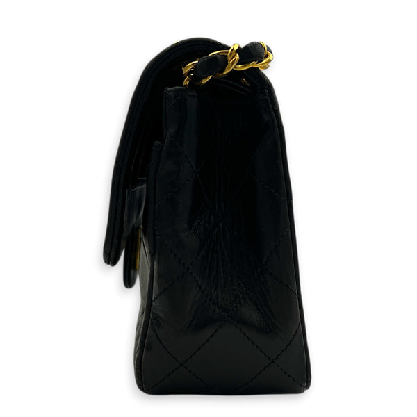 Classic Double Flap Shoulder Bag Small Black in Lambskin, Gold hardware