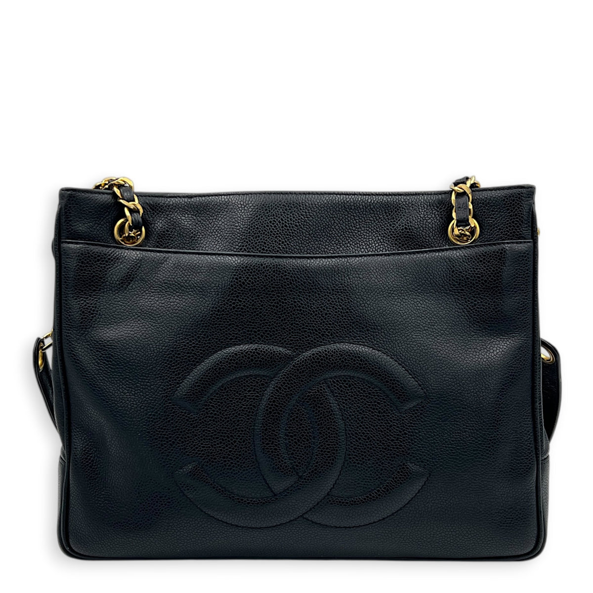 Vintage CC Black Tote Bag in Caviar Leather, Gold hardware