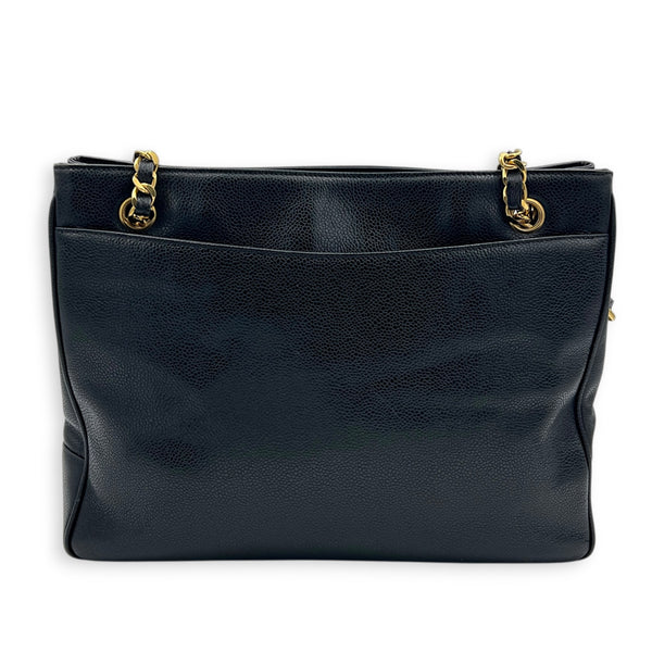 Vintage CC Black Tote Bag in Caviar Leather, Gold hardware
