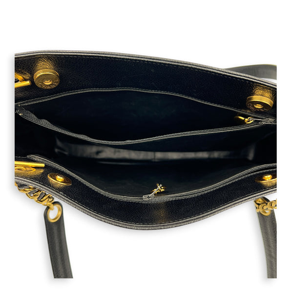 Vintage CC Black Tote Bag in Caviar Leather, Gold hardware