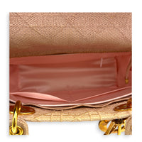 Lady Dior Top Handle Bag Pink in Fabric, Gold hardware
