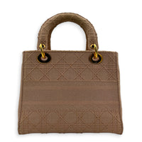 Lady Dior Top Handle Bag Pink in Fabric, Gold hardware