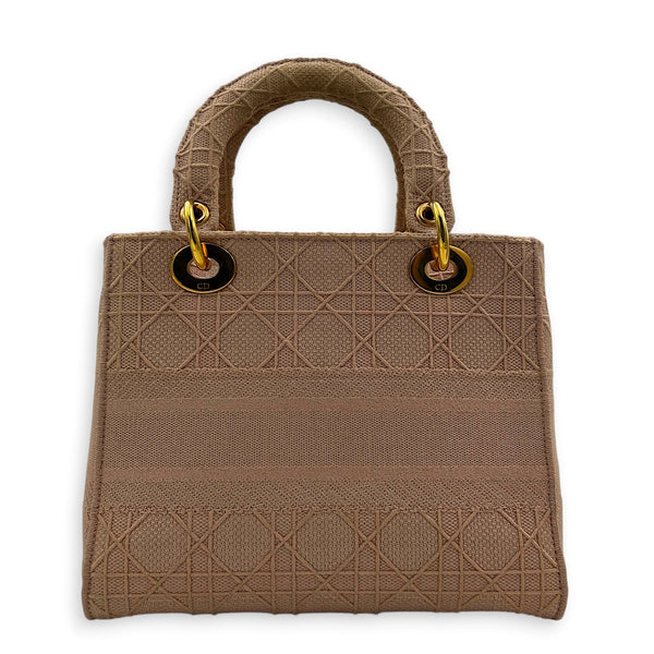 Lady Dior Top Handle Bag Pink in Fabric, Gold hardware