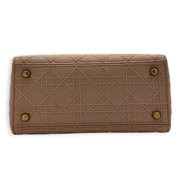 Lady Dior Top Handle Bag Pink in Fabric, Gold hardware