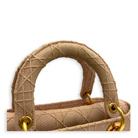 Lady Dior Top Handle Bag Pink in Fabric, Gold hardware