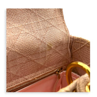 Lady Dior Top Handle Bag Pink in Fabric, Gold hardware