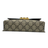 Padlock Top Handle Bag Beige in Coated Canvas, Gold hardware