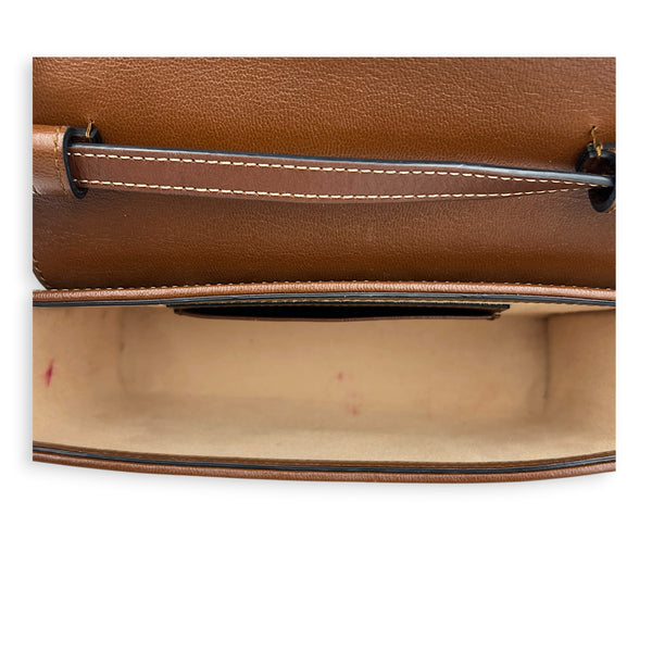 Padlock Top Handle Bag Beige in Coated Canvas, Gold hardware