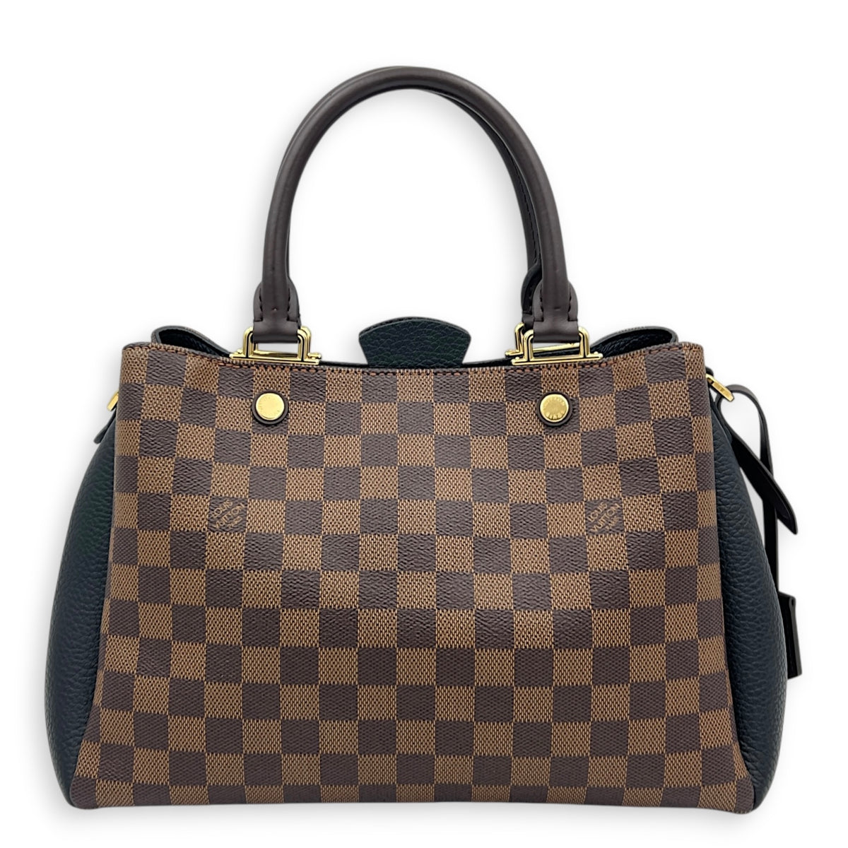 Brittany Damier Ebene Top Handle Bag in Coated Canvas, Gold hardware