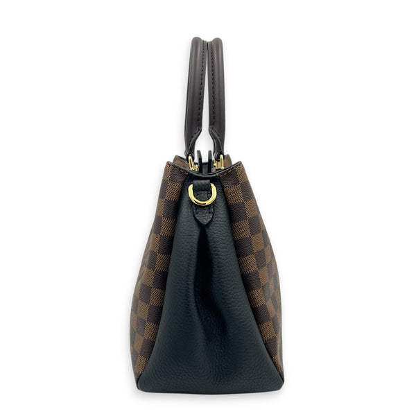 Brittany Damier Ebene Top Handle Bag in Coated Canvas, Gold hardware