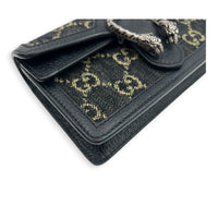 Dionysus Crossbody Bag Super Mini Black in Denim, Silver hardware