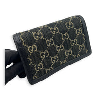 Dionysus Crossbody Bag Super Mini Black in Denim, Silver hardware