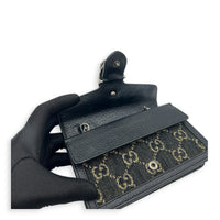Dionysus Crossbody Bag Super Mini Black in Denim, Silver hardware