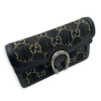 Dionysus Crossbody Bag Super Mini Black in Denim, Silver hardware