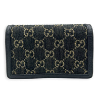 Dionysus Crossbody Bag Super Mini Black in Denim, Silver hardware