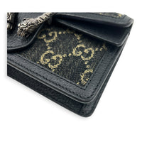 Dionysus Crossbody Bag Super Mini Black in Denim, Silver hardware