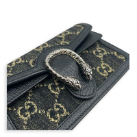 Dionysus Crossbody Bag Super Mini Black in Denim, Silver hardware