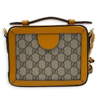 x Kai Limited Edition Ophidia Brown Crossbody Bag in Coated Canvas, Gold hardware