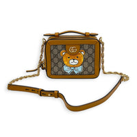 x Kai Limited Edition Ophidia Brown Crossbody Bag in Coated Canvas, Gold hardware