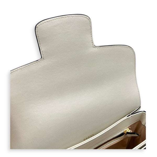 Horsebit 1955 Shoulder Bag Beige in Coated Canvas, Gold hardware