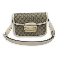 Horsebit 1955 Shoulder Bag Beige in Coated Canvas, Gold hardware
