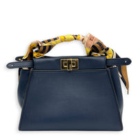 Peekaboo Top Handle Bag Mini Blue in Calfskin, Gold hardware