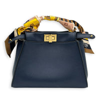 Peekaboo Top Handle Bag Mini Blue in Calfskin, Gold hardware