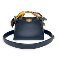 Peekaboo Top Handle Bag Mini Blue in Calfskin, Gold hardware
