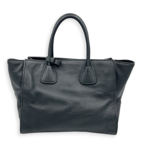 Logo Tote Bag Black in Cowhide Leather, Gold hardware