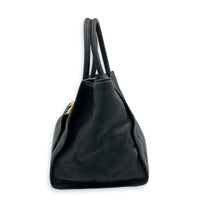 Logo Tote Bag Black in Cowhide Leather, Gold hardware