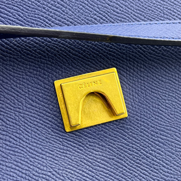 Belt Top Handle Bag Mini Blue in Calfskin, Gold hardware