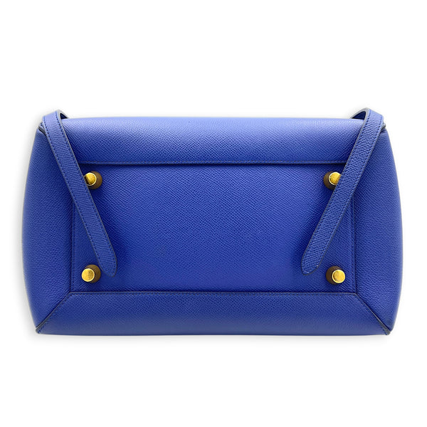 Belt Top Handle Bag Mini Blue in Calfskin, Gold hardware