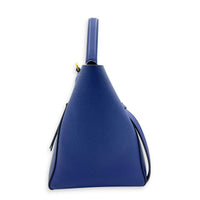 Belt Top Handle Bag Mini Blue in Calfskin, Gold hardware