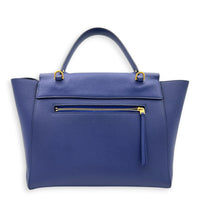 Belt Top Handle Bag Mini Blue in Calfskin, Gold hardware