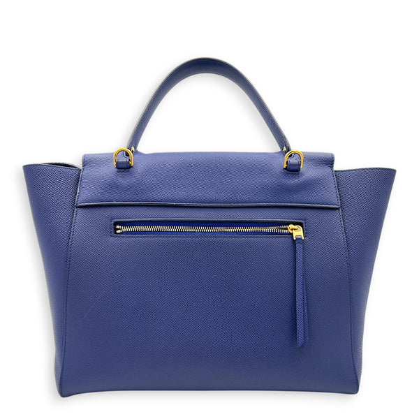Belt Top Handle Bag Mini Blue in Calfskin, Gold hardware