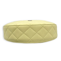 Quilted Clutch with Chain Light Yellow Top Handle Bag in Caviar Leather, Light Gold hardware