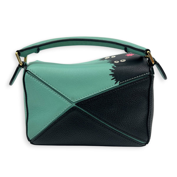 x Studio Ghibli Spirited Away Susuwatari Mini Green Top Handle Bag in Calfskin, Gold hardware