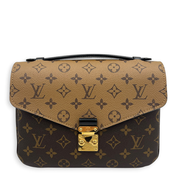 Metis Brown Crossbody Bag in Monogram Coated Canvas, Gold hardware