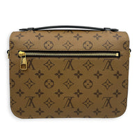 Metis Brown Crossbody Bag in Monogram Coated Canvas, Gold hardware
