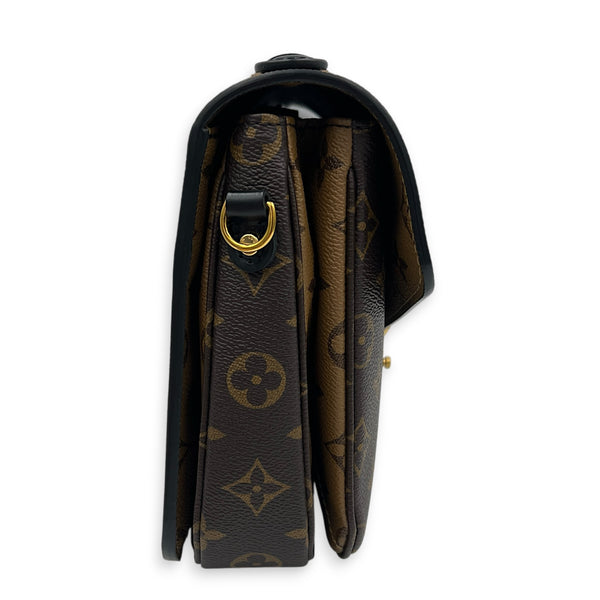 Metis Brown Crossbody Bag in Monogram Coated Canvas, Gold hardware