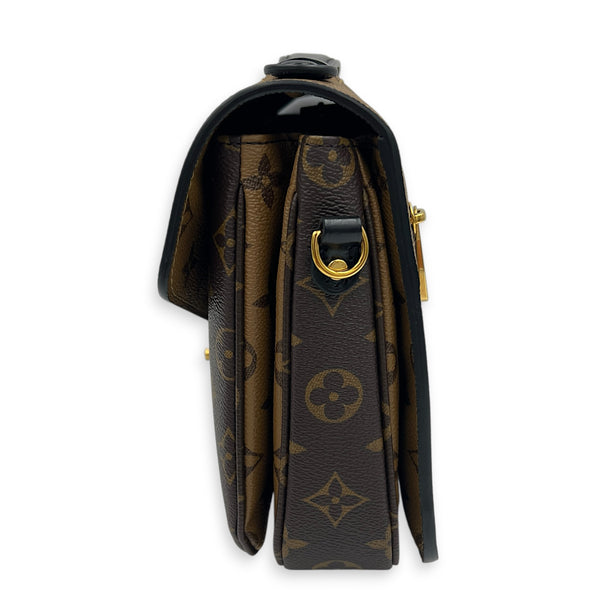 Metis Brown Crossbody Bag in Monogram Coated Canvas, Gold hardware