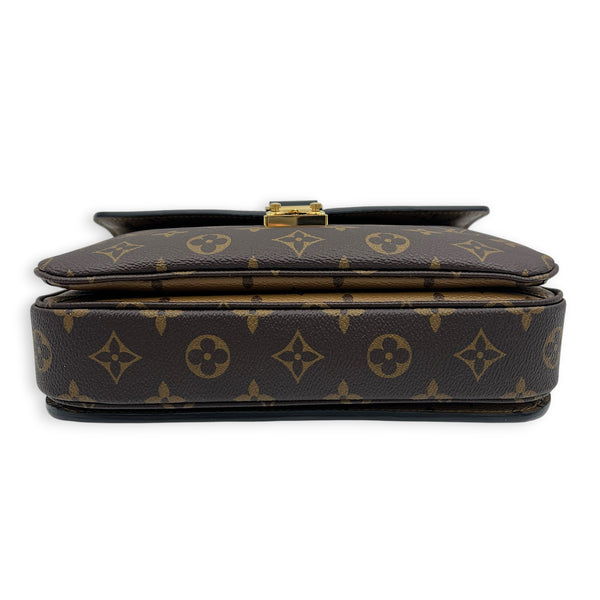 Metis Brown Crossbody Bag in Monogram Coated Canvas, Gold hardware