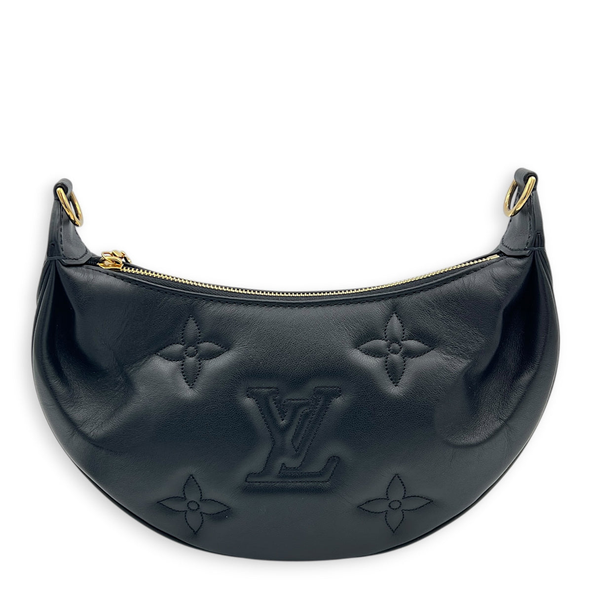 Over The Moon Shoulder Bag Black in Lambskin, Gold hardware
