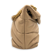 Loulou Puffer Beige Shoulder Bag in Lambskin, Brushed Gold hardware
