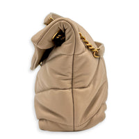 Loulou Puffer Beige Shoulder Bag in Lambskin, Brushed Gold hardware