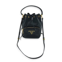 Duet Bucket Bag Black in Calfskin, Gold hardware