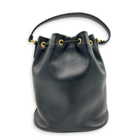 Duet Bucket Bag Black in Calfskin, Gold hardware
