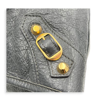 City Grey Top Handle Bag in Lambskin, Gold hardware