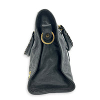 City Grey Top Handle Bag in Lambskin, Gold hardware