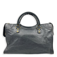 City Grey Top Handle Bag in Lambskin, Gold hardware